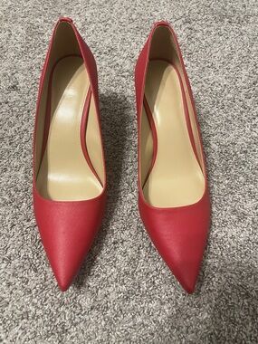 Michael Kors Red Pointed Toe Leather Pumps